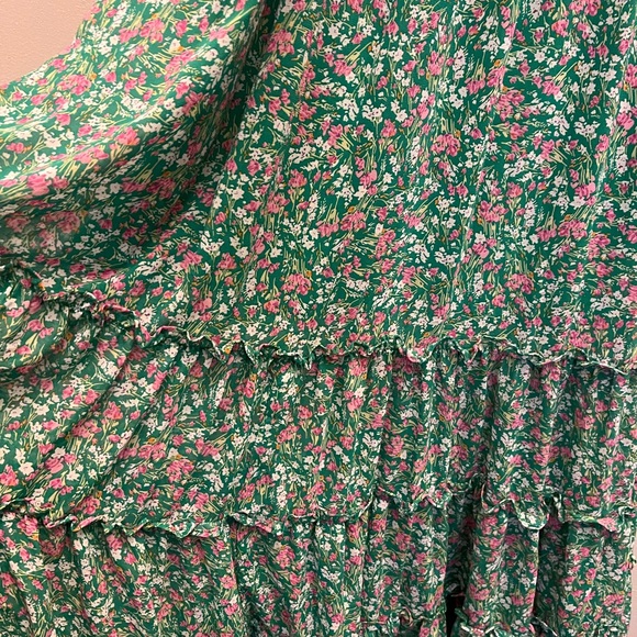 She + Sky Green Floral Maxi Dress Ruffles Wedding Vacation - Picture 5 of 11